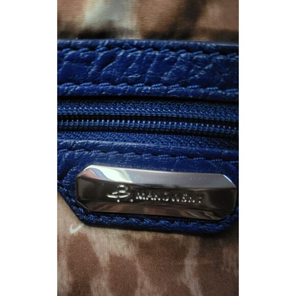 B. Makowsky Leather Bag Purse Blue Cross Body Shoulder Strap Silver Studs - Picture 15 of 16